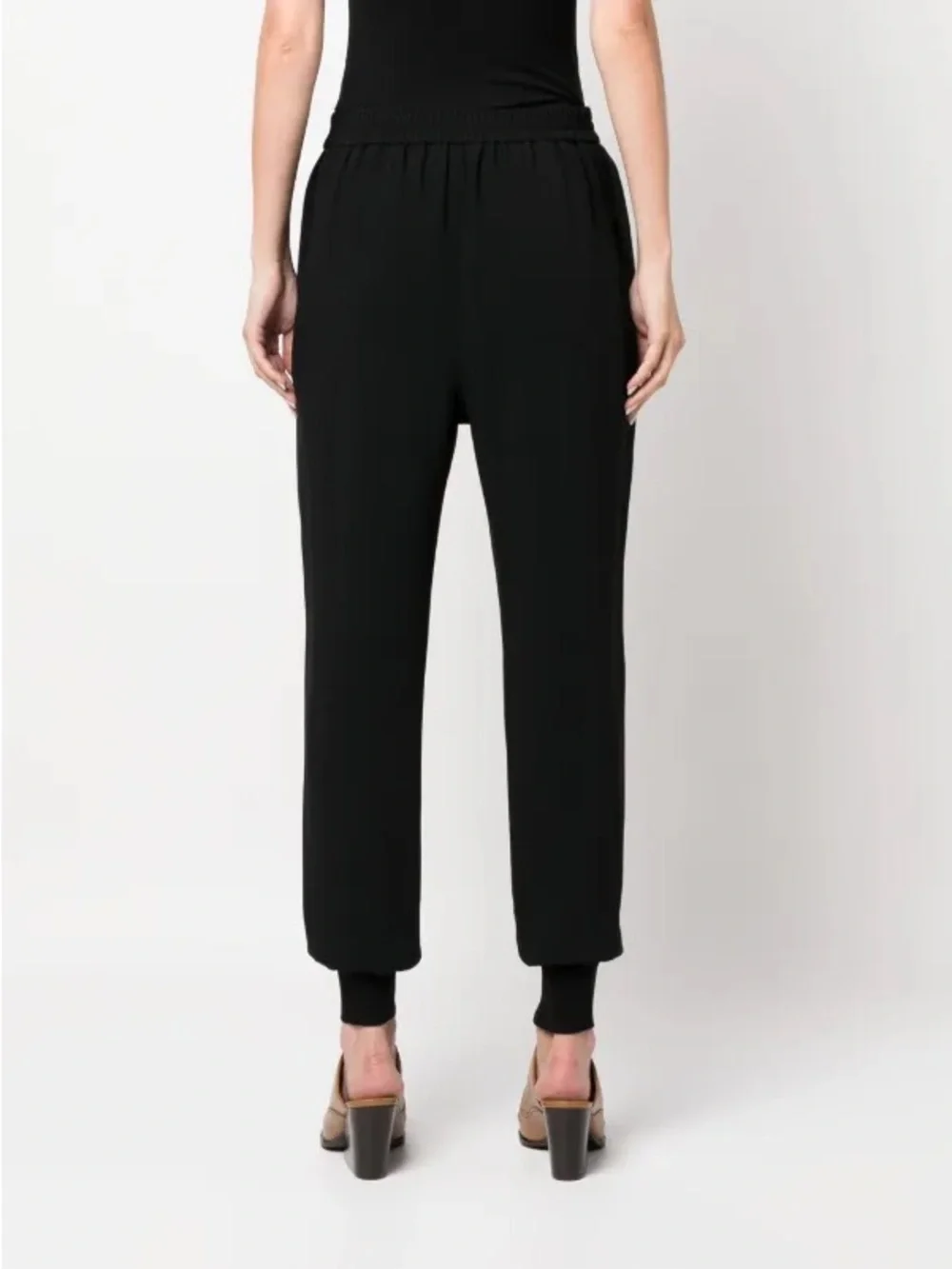 Stella McCartney Black Cropped Elastic-Waist jogger Pants